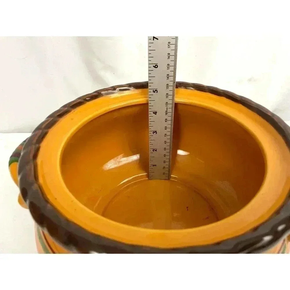 Stoneware Tuscan 3 Quart Bean Pot Casserole with Lid Microwave Oven Safe‎